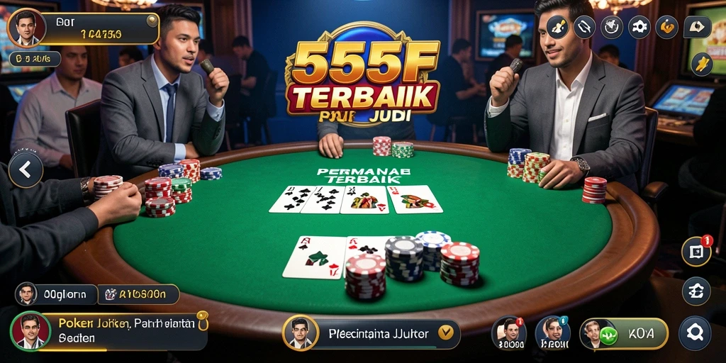 Tampilan gameplay poker yang mendebarkan di 555F.