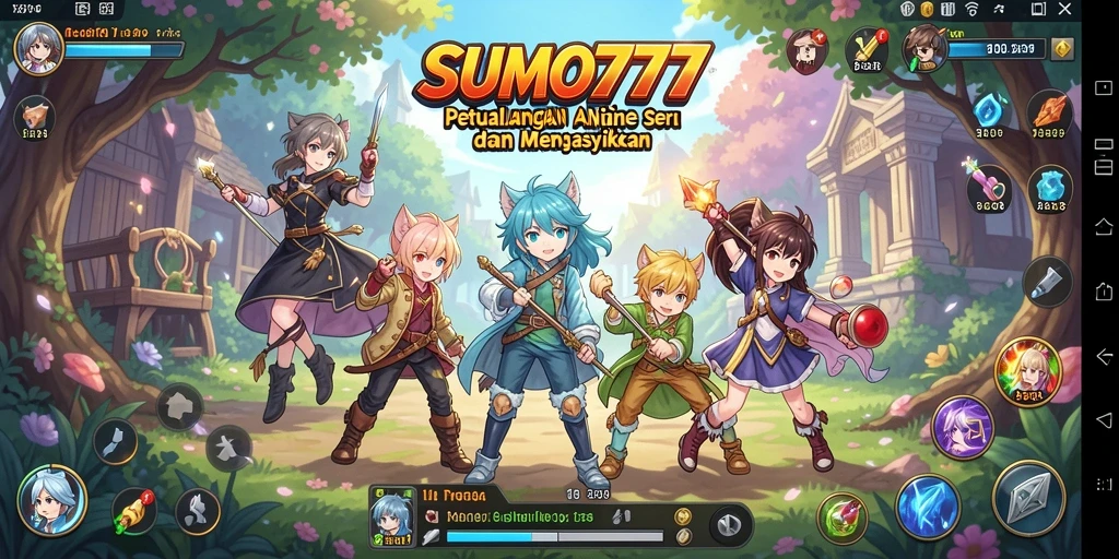 Screenshot menunjukkan karakter anime dalam pertarungan yang seru.